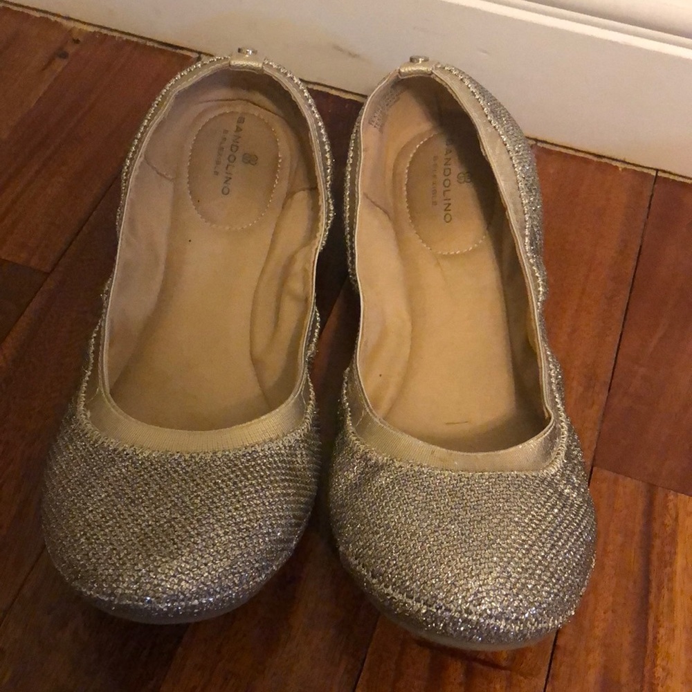 Gold metallic ballet flats